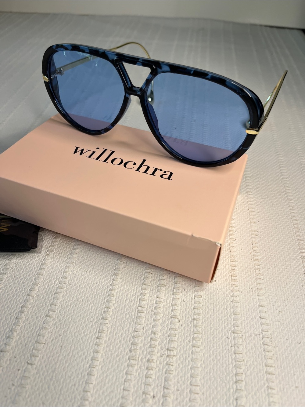 willochra Vintage Oversized Pilot Sunglasses Leopard- tortoise shell blue frame